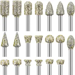 Diamond Grinding Burr Drill Bit Set for Dremel Rotary Tool Diamond Burr Bits with 1/8 Inch Shank Rotary Tool Accessories