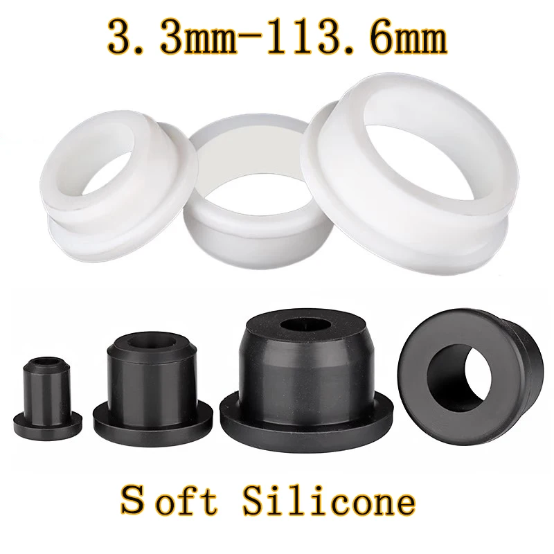 Black White Hole Plug 3.3-113.6mm Round Hollow Silicone Rubber Grommet Wire Cable Wiring Protect Bushes O-rings Sealed Gasket