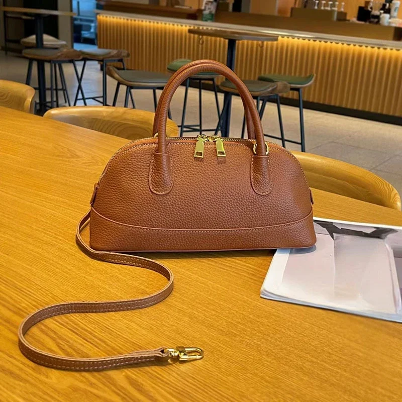 2024 nuova borsa a conchiglia in vera pelle moda semplice pelle bovina di lusso modello litchee borse pendolari eleganti signore Bolsos Mujer