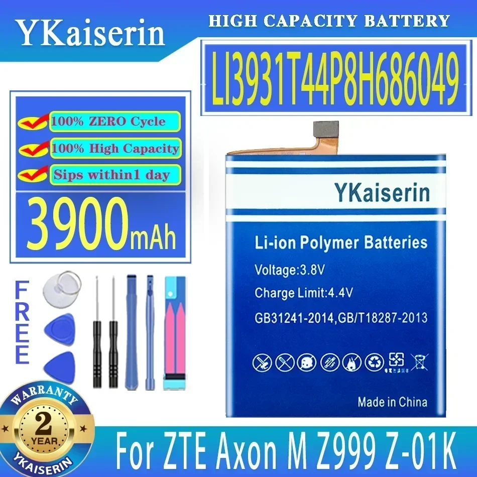 

3900mAh YKaiserin Battery LI3931T44P8H686049 For ZTE Axon M Z999 Z-01K Bateria
