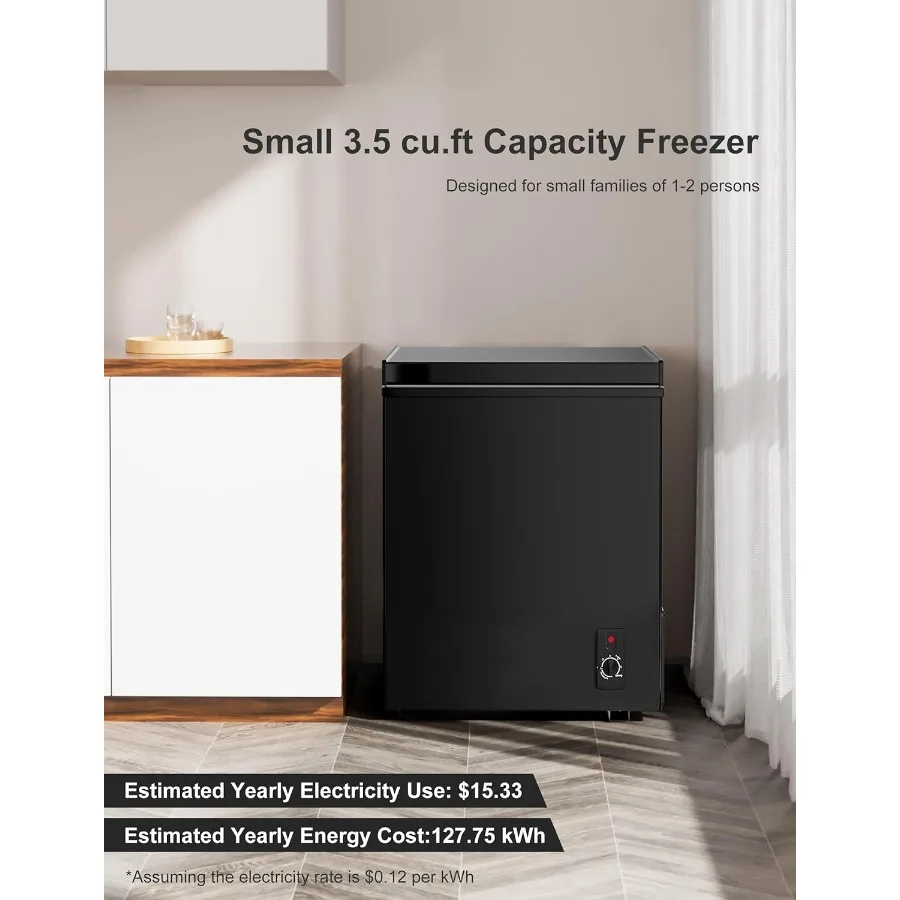 Congelador horizontal compacto de 3,5 cuft para apartamentos RVs e garagens - Mini freezer com eficiência energética com cestas removíveis e Q