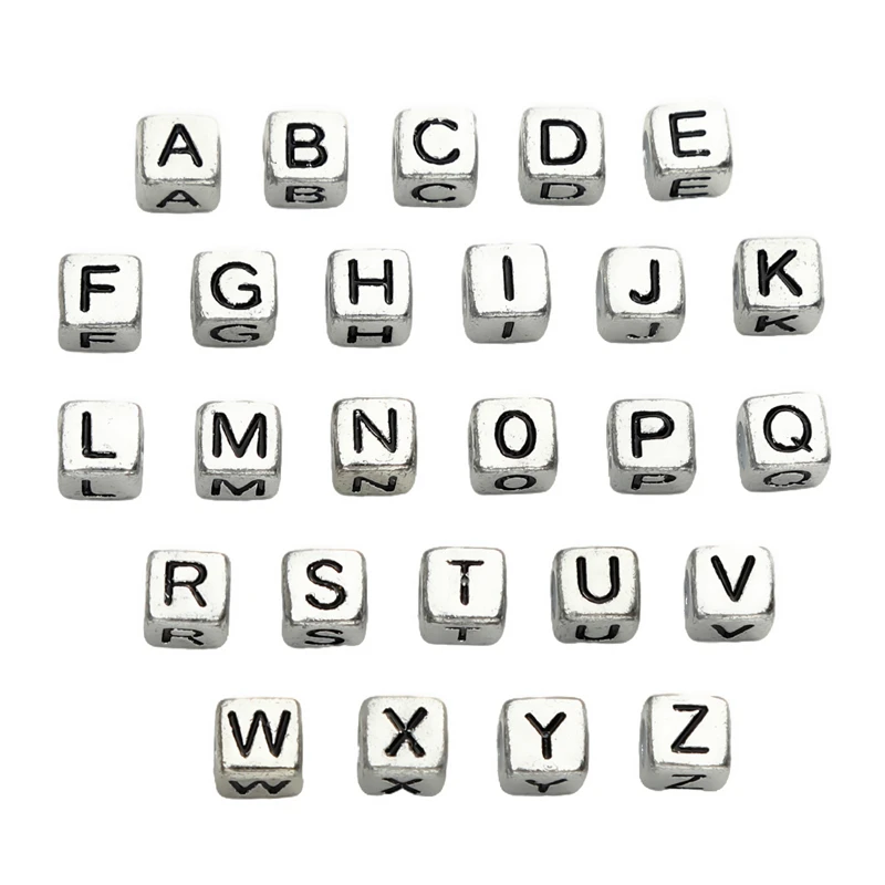 50pcs 6x6mm Fashions Acrylic Letter Beads for Madam Earring Bracelet Necklace DIY Craft Making Accessories