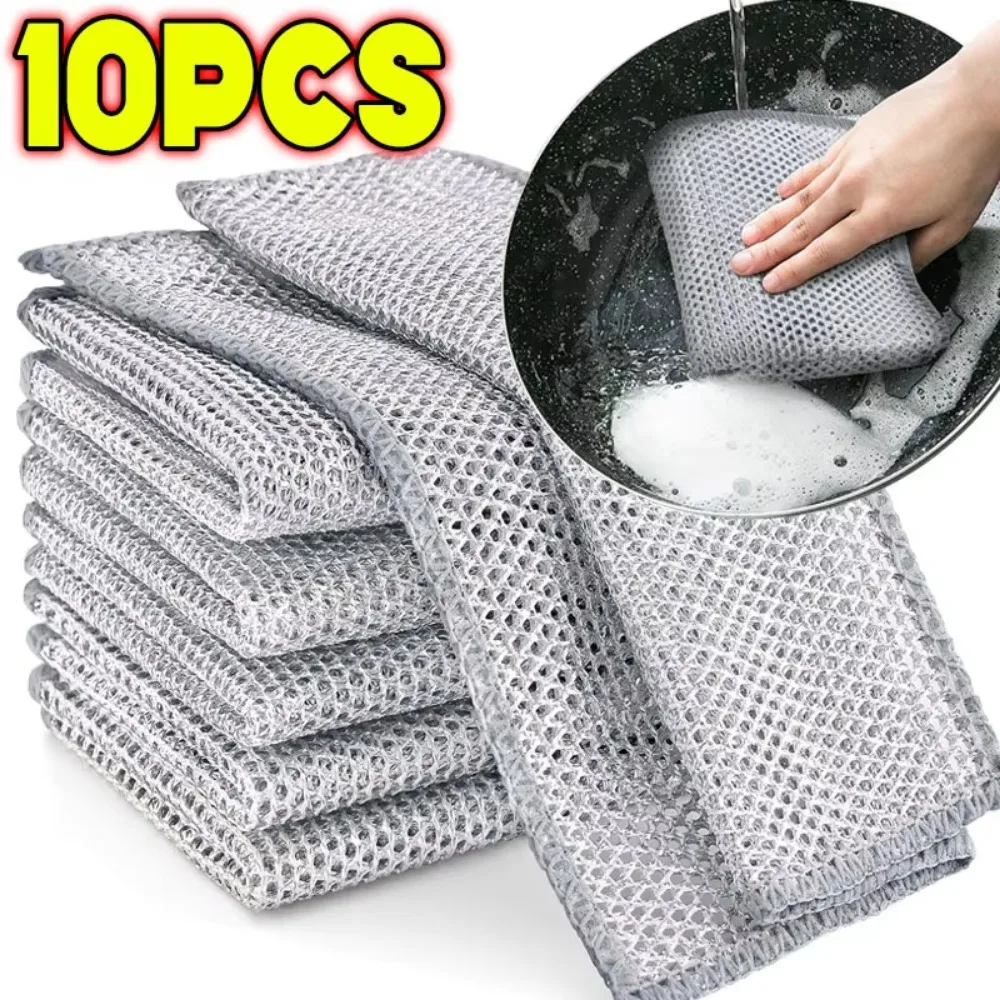 Magisch schoonmaakdoekje Verdikt dubbelzijdig Metaal Staaldraad Vodden Keuken Schotel Pot Wassen Doeken Handdoek Schoon Gereedschap