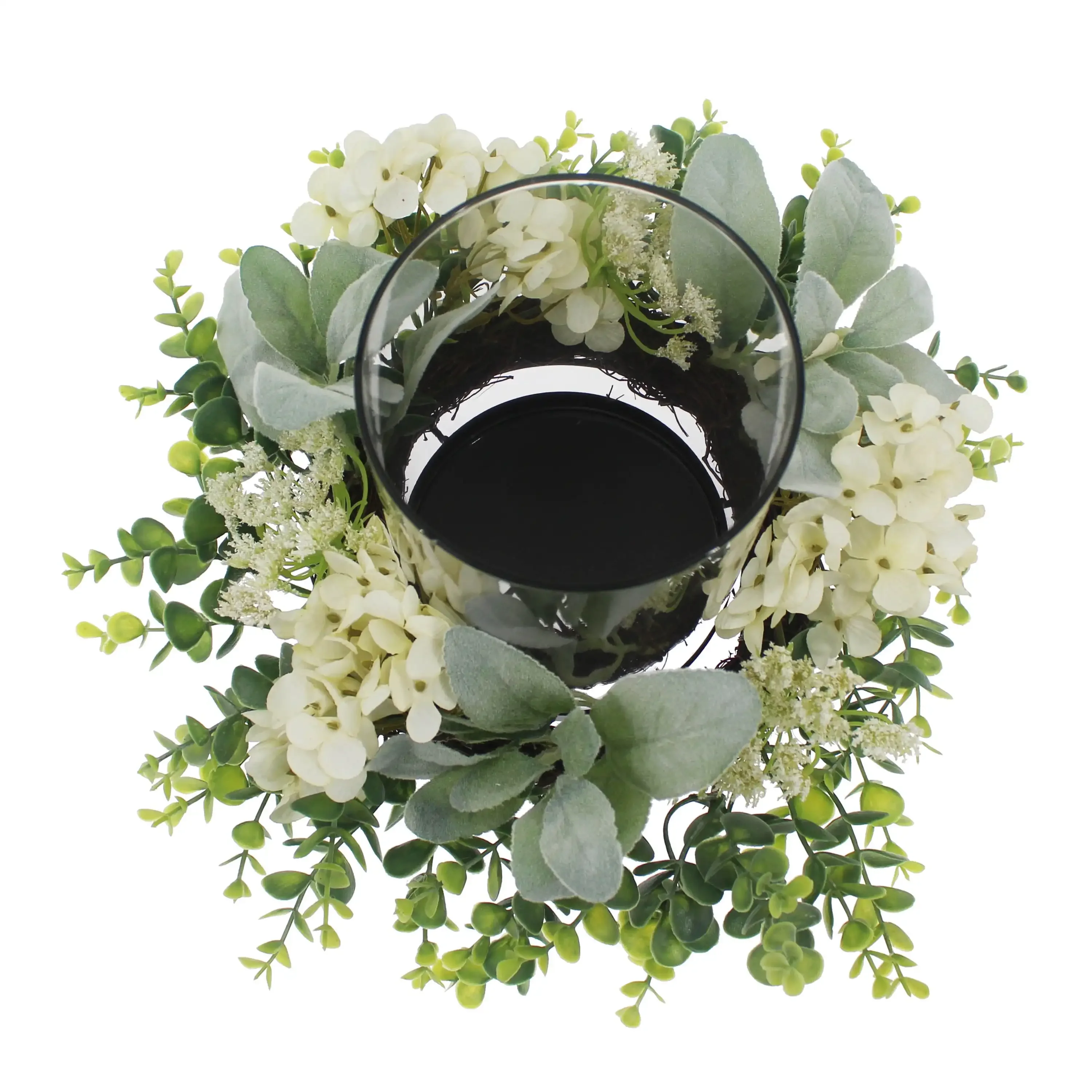 (Упаковка из 2 шт.) Декоративные подсвечники Hurricane Pillar с искусственной белой гортензией, 8 дюймов, деталь из искусственных цветов. 11 дюймов Ш x 11 дюймов x 8 дюймов В