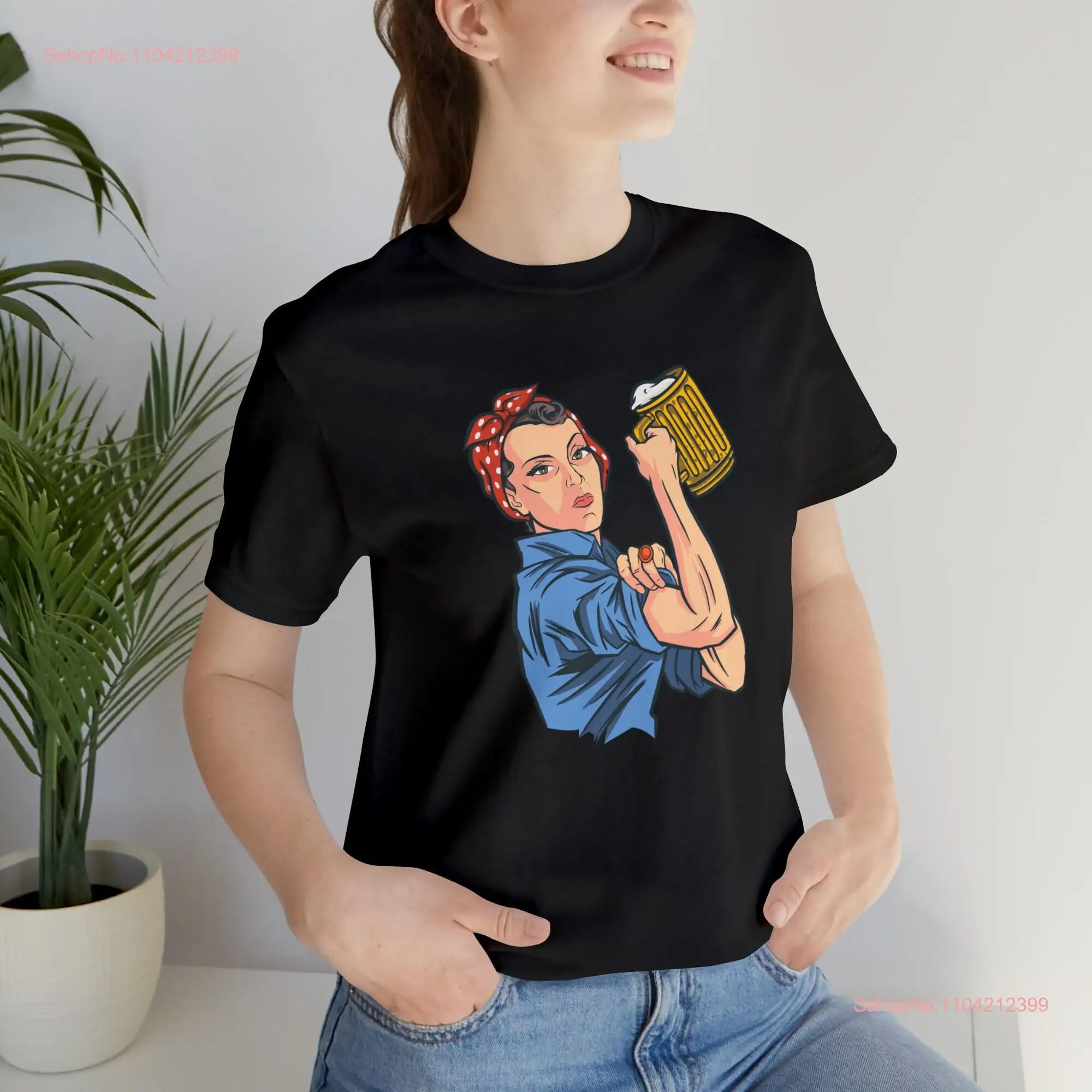 Yes We Can Rosie the riveter Beer T Shirt Drinking Funny Women Alcohol long or short sleeves