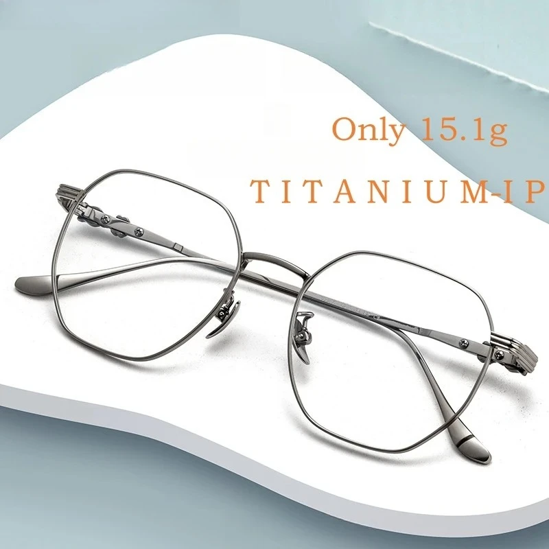 OLLYMURS tendencia de moda gafas ultraligeras Retro poligonal puro titanio gafas graduadas ópticas monturas hombres y mujeres