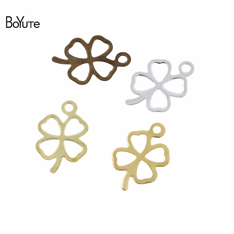 BoYuTe (500 Pieces/Lot) 6*10MM Metal Brass Stamping Clover Charms Jewelry Accessories DIY Handmade Materials