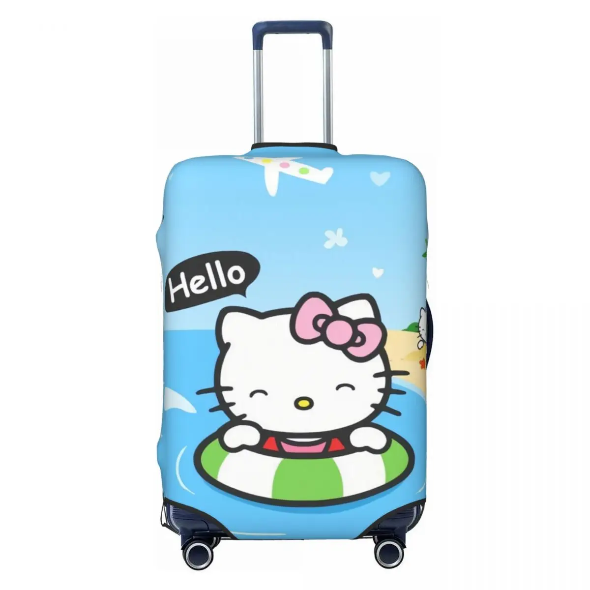 

Beach Time Hello Kitty Cat Suitcase Cover Elastic Cute Kitten Luggage Covers Protector for 18-32 inch