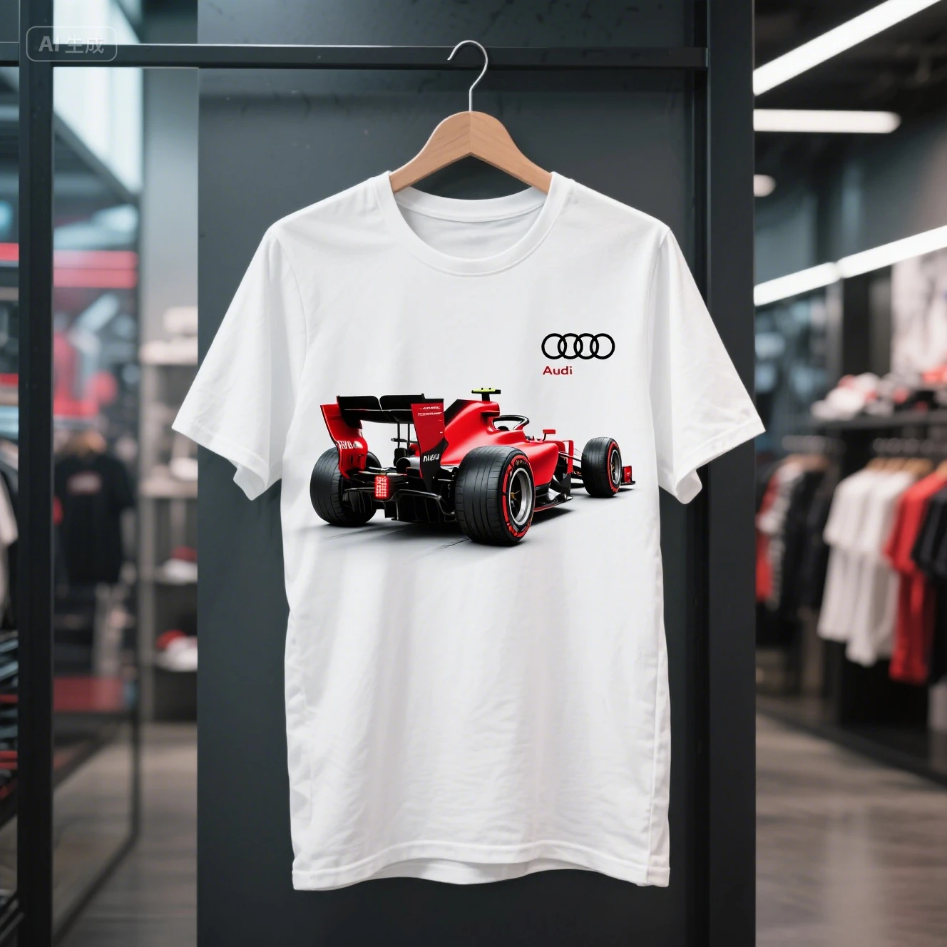 

High Quality Pure Cotton Audi Audi Car Performance Racing T-shirt Men's and Women's Same Breathable Short-sleeved Top