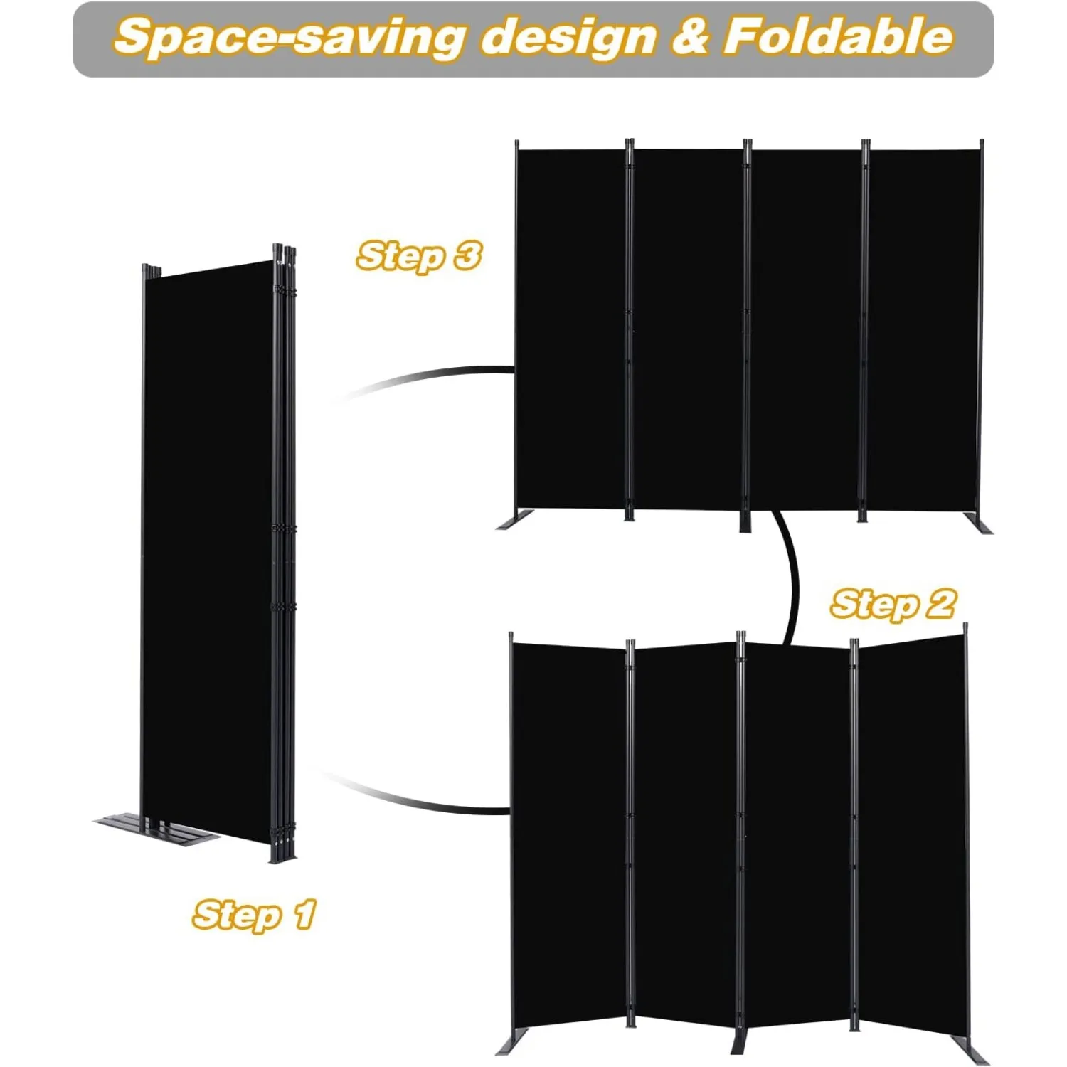 Écran de Confidentialité Pliable à 4 Panneaux, avec Pieds Plus Larges, Cloison Portable pour Mathiateur, 6 fédérations