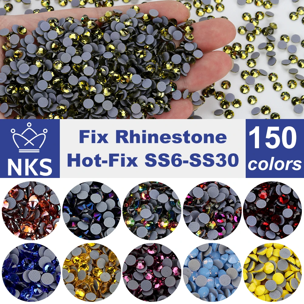 NKS 101~219 High Quality Crystal electroplating Flatback Hotfix Rhinestones For Shoes Bags Garment Decoration DiY