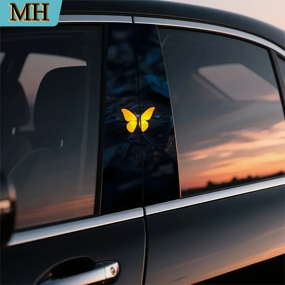 

Упаковка высококачественных автомобильных наклеек, светящиеся наклейки на дверные стойки-бабочки, самоклеящаяся водонепроницаемая защитная пленка на стойку B.