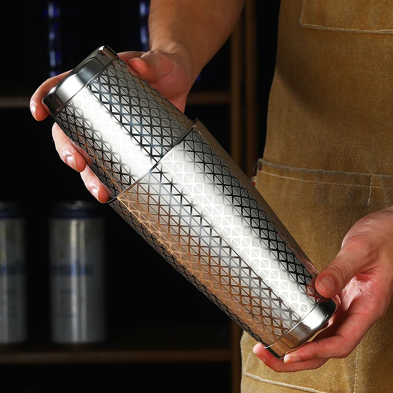 Stainless Steel Boston Shaker Bar Shaker with Different Surface Finish -2 Piece Cocktail Shaker, 15-Ounce and 25-Ounce