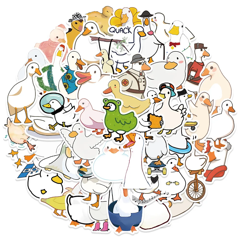 10/30/50Pcs Cute Duck Waterproof Graffiti Sticker Decorative Luggage Cup Laptop Phone Skateboard Guitar Scrapbook Kids Stickers