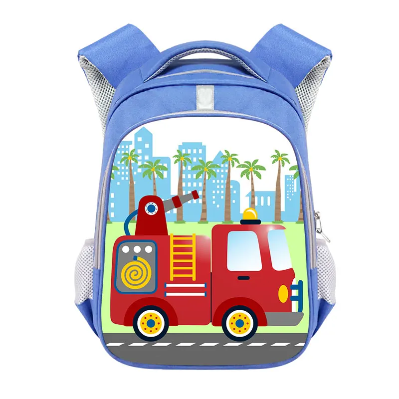 Cartoon Fire Truck Print Backpack Children School Bags Baby Schoolbags Kids Kindergarten Backpack Book Bag Boys Daypackgift