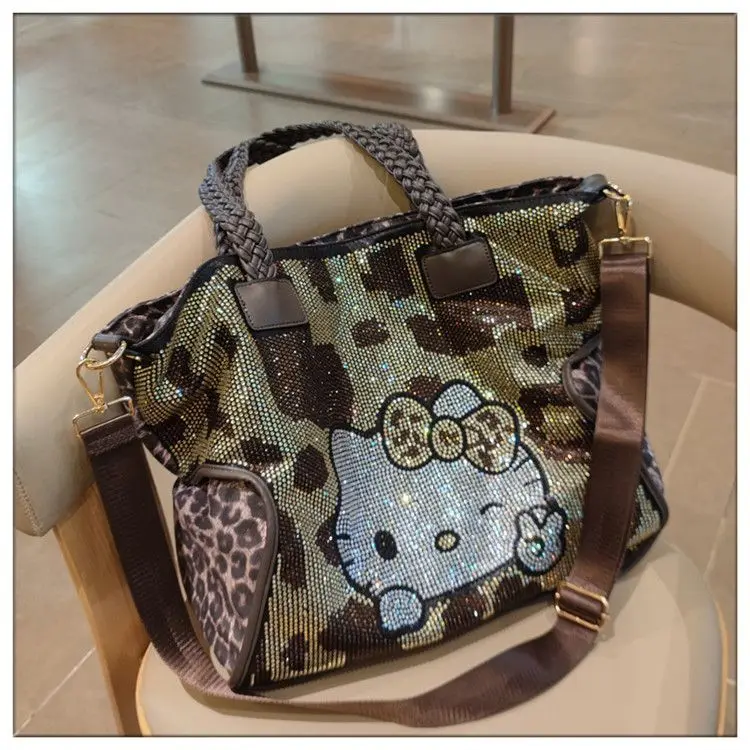 

Новая женская сумка Sanrio Hello Kitty с бриллиантами, модная сумка на плечо из натуральной кожи для отдыха и путешествий, подарок на день рождения