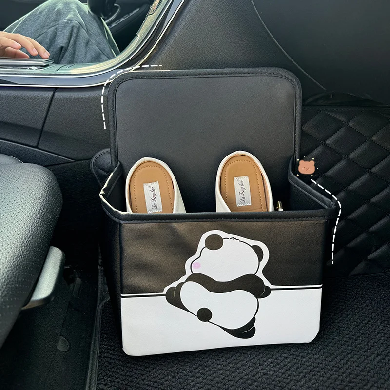 Sticky Car Shoe Box Universal Car Accessories Trunk Waterproof Creative Seat Leather Cartoon With Storage Shoe Boxes