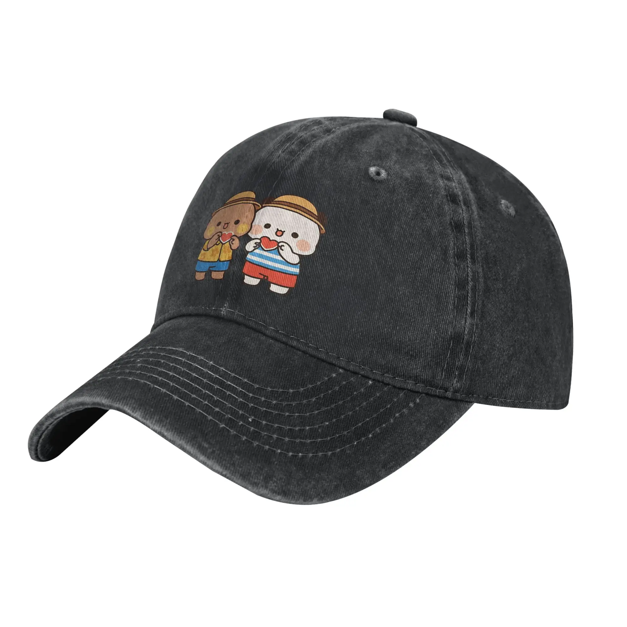 Spring Panda Bear And Brownie True Love Bubu Dudu Baseball Cap Sun Wholesale Print Washed Trucker Hat Unisex-Teens Baseball Caps