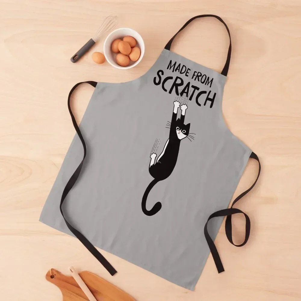 

Made From Scratch Tuxedo Cat Hanging On Funny Black and White Cat Apron Waiter Uniforms kitchen gadgets Kitchens For Men Apron