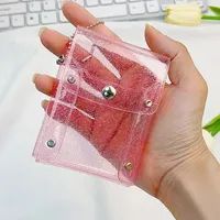 Small Transparent Bag Keychain Coin Purse Pvc Clear Mini Purses Kids Girls Key Lipstick Earphone Coin Storage Bags Wallet Pouch