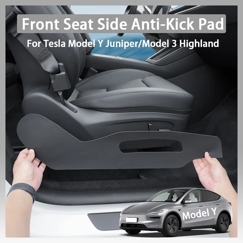2 Peças Protetor Anti-Pontapé e Protetor de Painel para Tesla Model 3 Highland Model Y Juniper 2024-2026, Capa Lateral do Banco Dianteiro Anti-Sujeira, Acessórios Internos Automotivos
