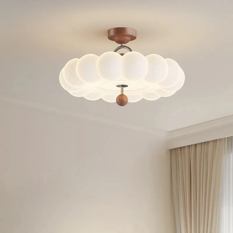 Cream Cloud Ceiling Light Wood Deco Flush Mount Lamp Nordic Modern Ceiling Lamp For Kids Bedroom Living Room Home Decor