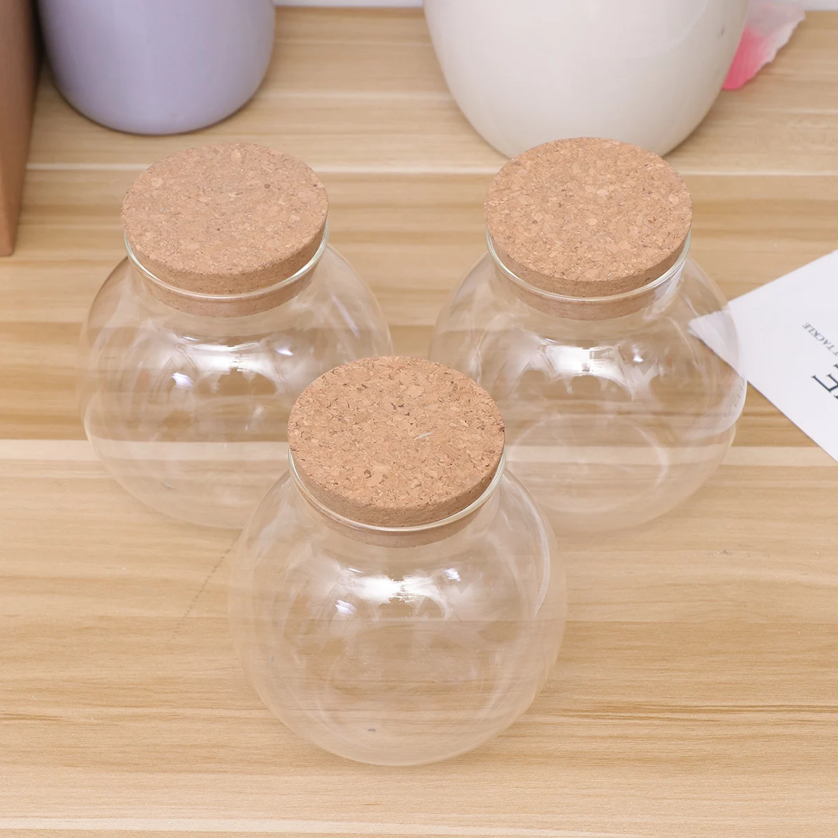 

3 pcs 500Ml Heat Resistant Transparent Tea Cans Wooden Lid Sealed Storage Jars For Coffee Beans Spices Biscuits Portable Food