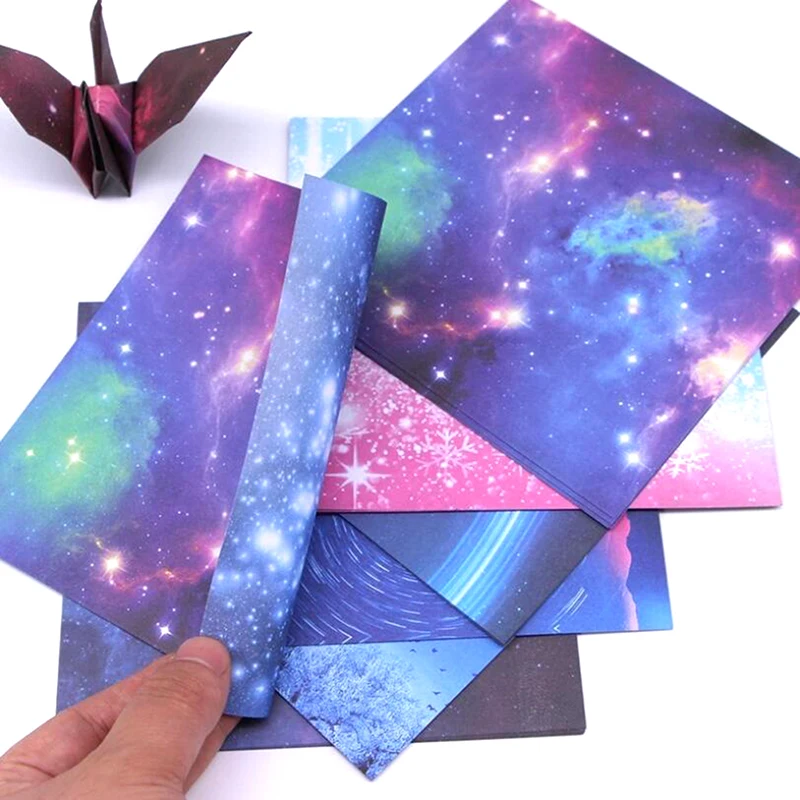 60/65 Adet Uzay Yıldız Çiçek Origami Kağıt Çift Taraflı Katlanır kendi başına yap kağıdı Zanaat