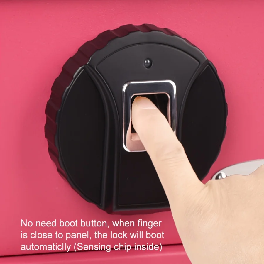 Can store valuables Pink fingerprint biometric safe for home use