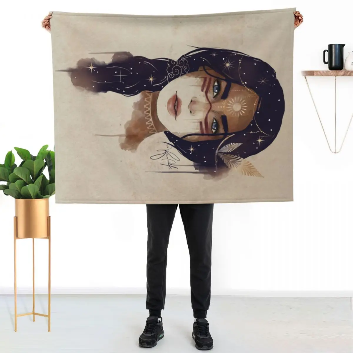 Sun Warrior - Celestial Goddess Throw Blanket Luxurious Soft Blanket Holiday Gift for Family