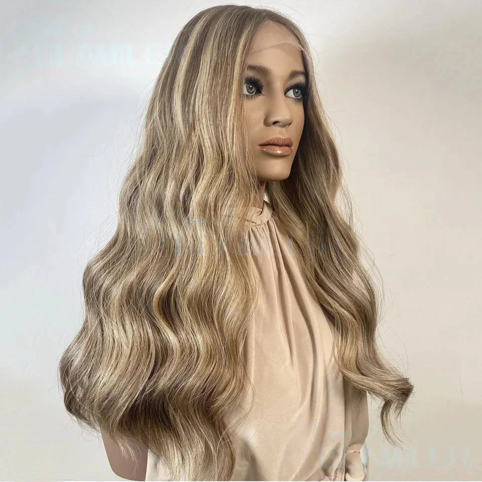 

Натуральные еврейские волосы Highlight Brown, без клея, мягкие, длинные, с эффектом волн, 5x5, на шелковой основе, с HD-кружевом, европейские волосы, с baby hair, предварительно выщипанные