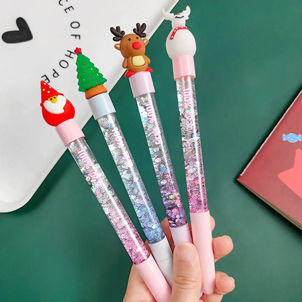 Tree Christmas Gifts Snowman Stationery Hand Account Pen Quicksand Sequins Gel Pen Christmas Quicksand Pen Christmas Gel Pen