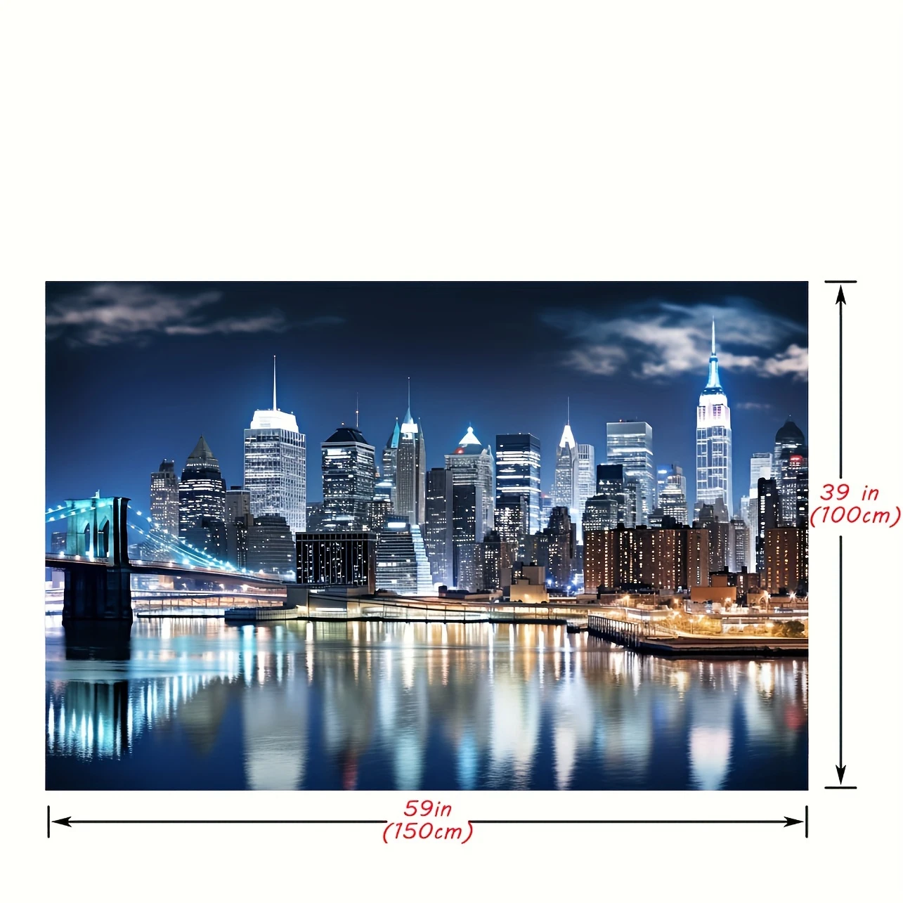 1 New York Manhattan Night Skyline LED Lighting Skyscraper Video Studio Decoration - City Wall Art Banner