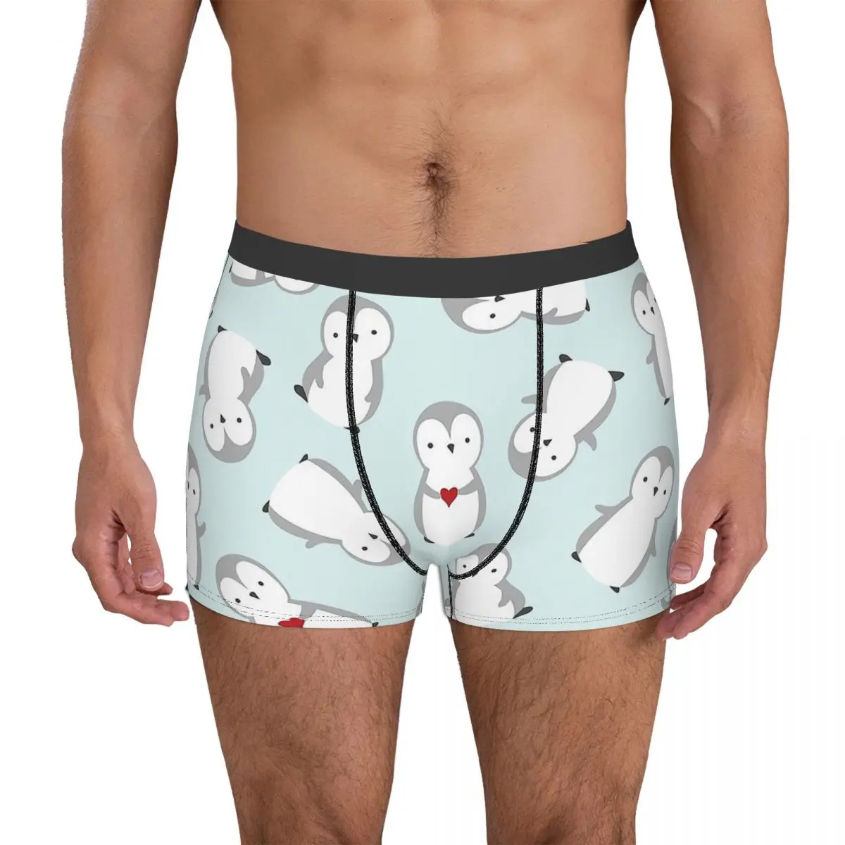 Cute Penguin Pattern Chibi Mini Underpants Cotton Panties Men's Underwear Comfortable Shorts Boxer Briefs