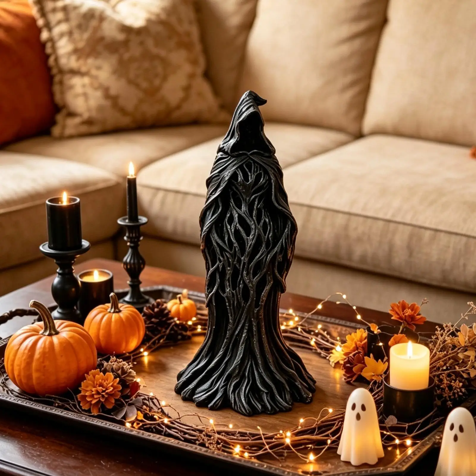 Halloween Witch Figurine 11.8 Inches Resin Spooky Table Decor Desk Ornament Halloween Figurines For Home Room Mantel Fireplace