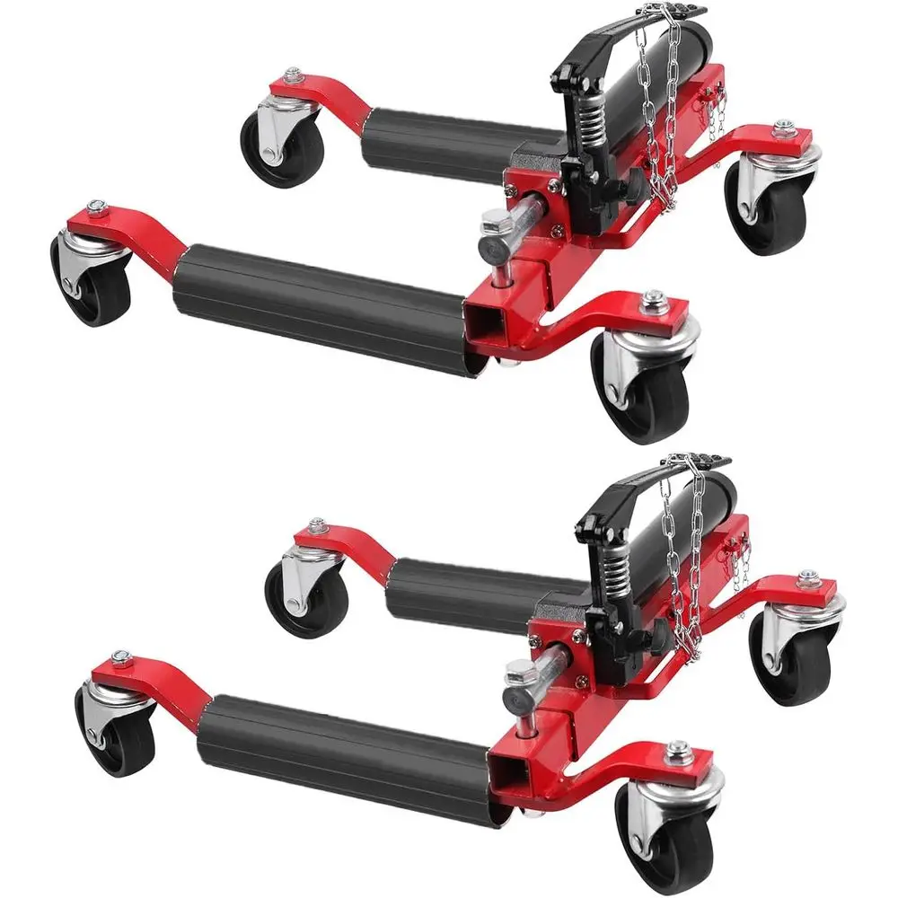 

Комплект из 2 тележек для колес автомобиля, грузоподъемность 680 кг, с гидравлическим домкратом для шин, для грузовиков и прицепов, красный