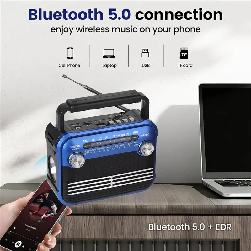 

FEDI-Portable AM/FM/SW Shortwave Radio With Bluetooth 5.0,Support USB/TF Player,Digital Tuner & Earphone Jack