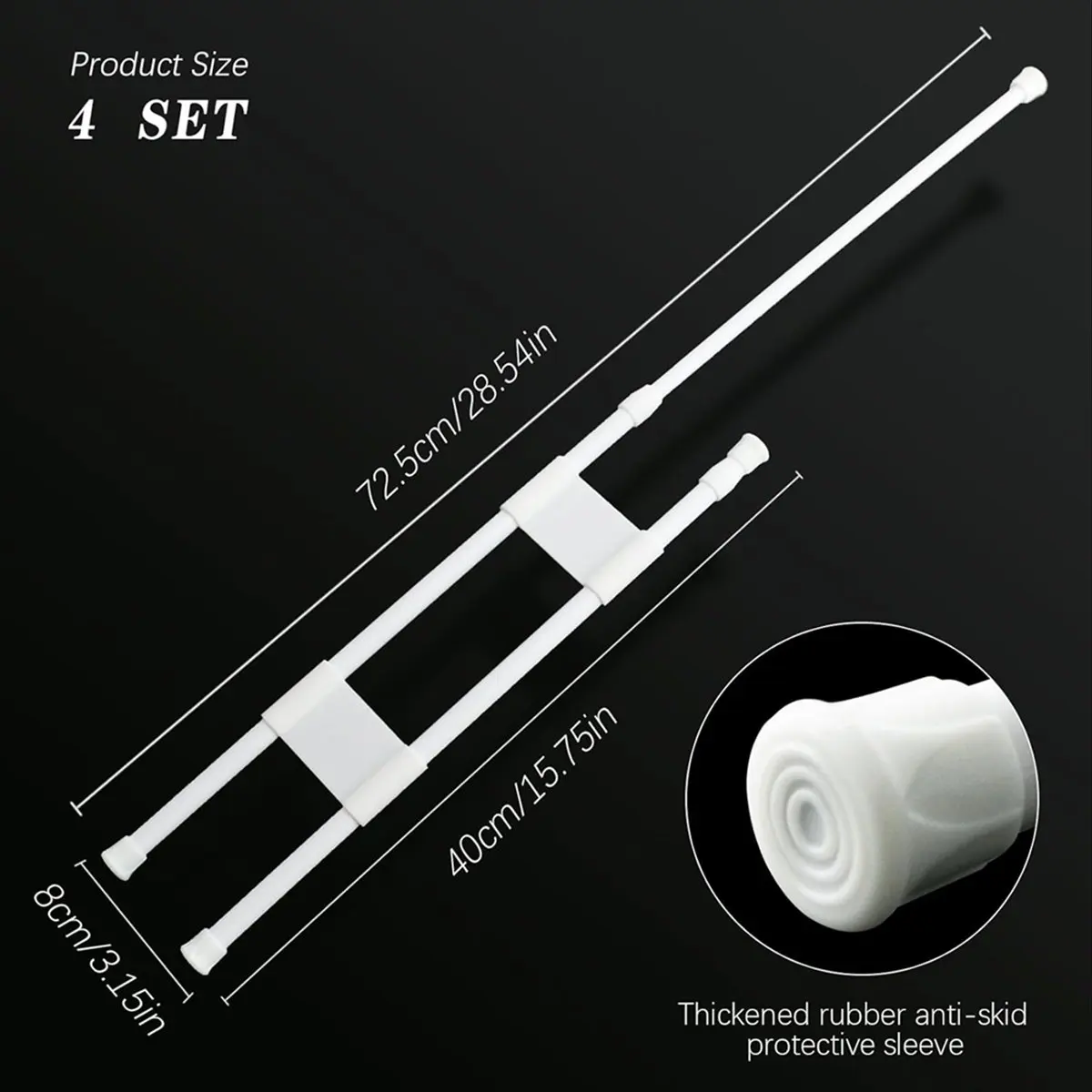 ABZT 4 Pcs Double RV Refrigerator Bars, 15.8-27.6 Inches Non-Slip Adjustable RV Fridge Tension Rods