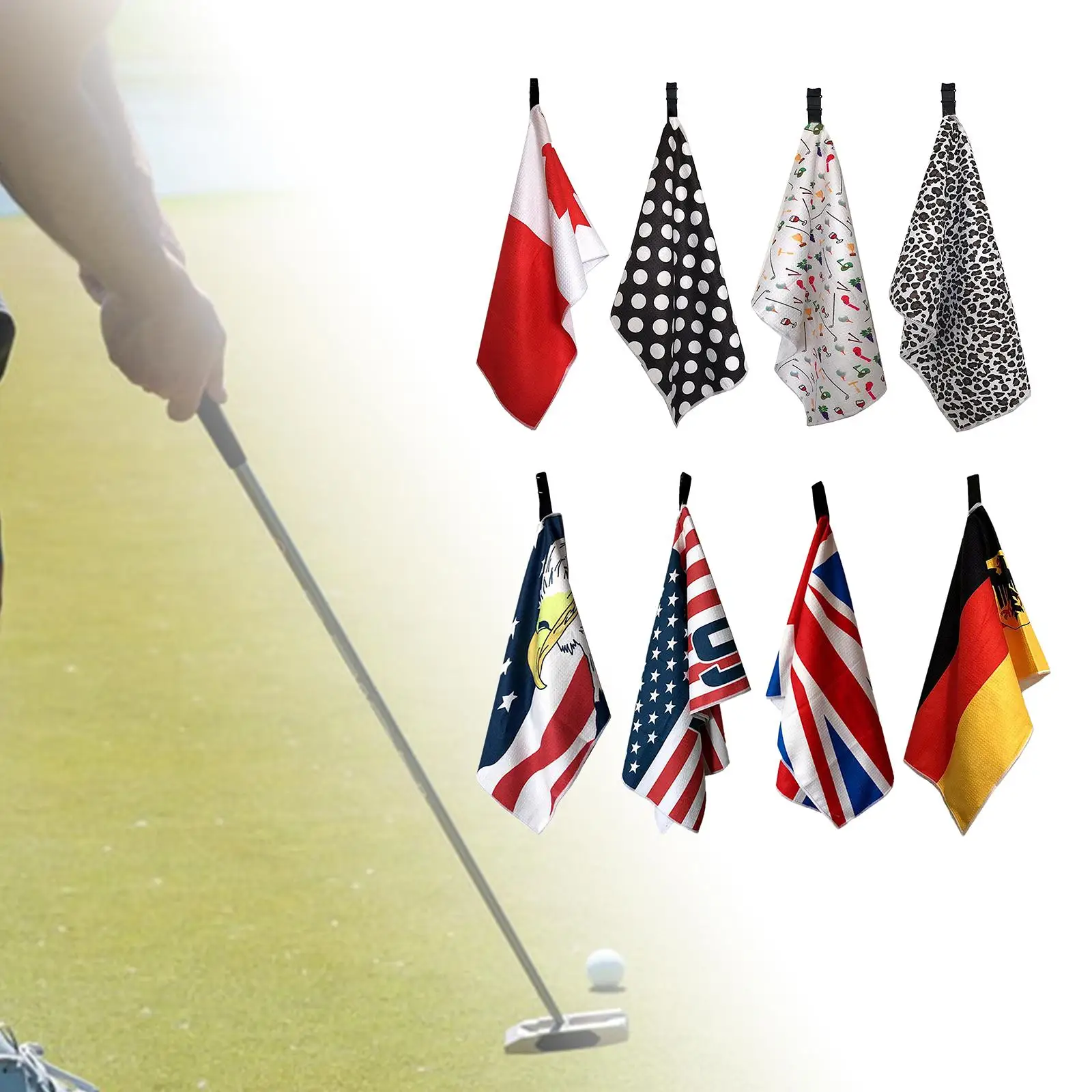 

Golf Towel Microfiber Weave Pattern with Clip Club Cleaning Tool 36x106cm