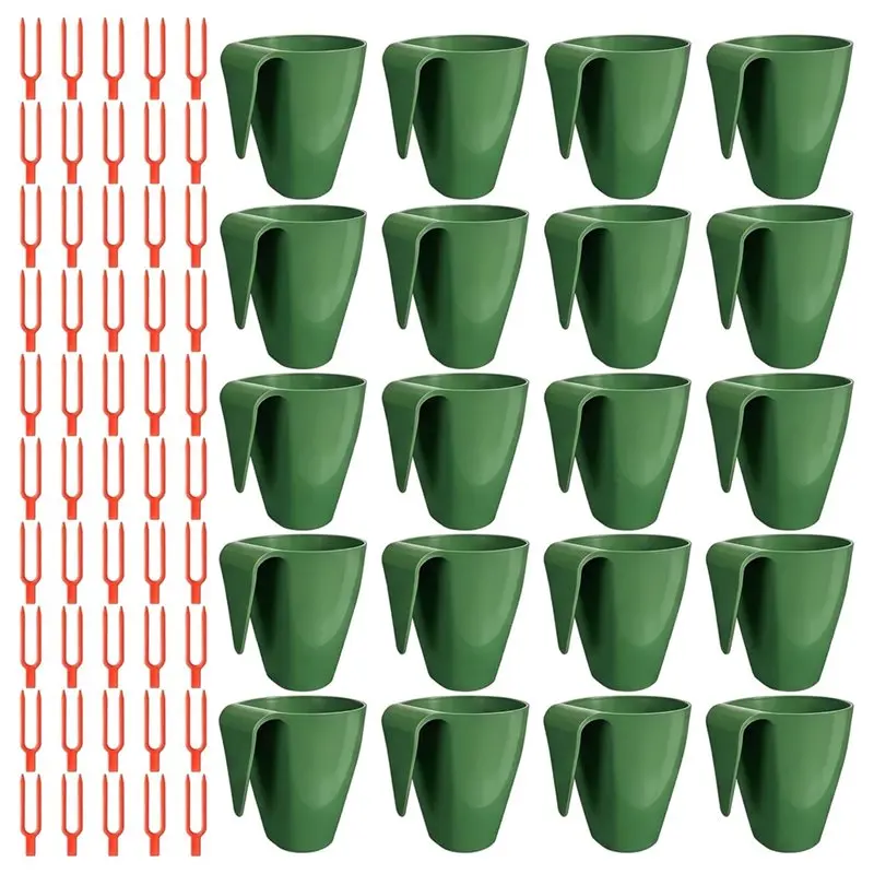 IALJ-20Pcs Propagation Cups, Strawberry Propagation Cups With 50 Vine Press Forks, Plastic Planter For Rooting
