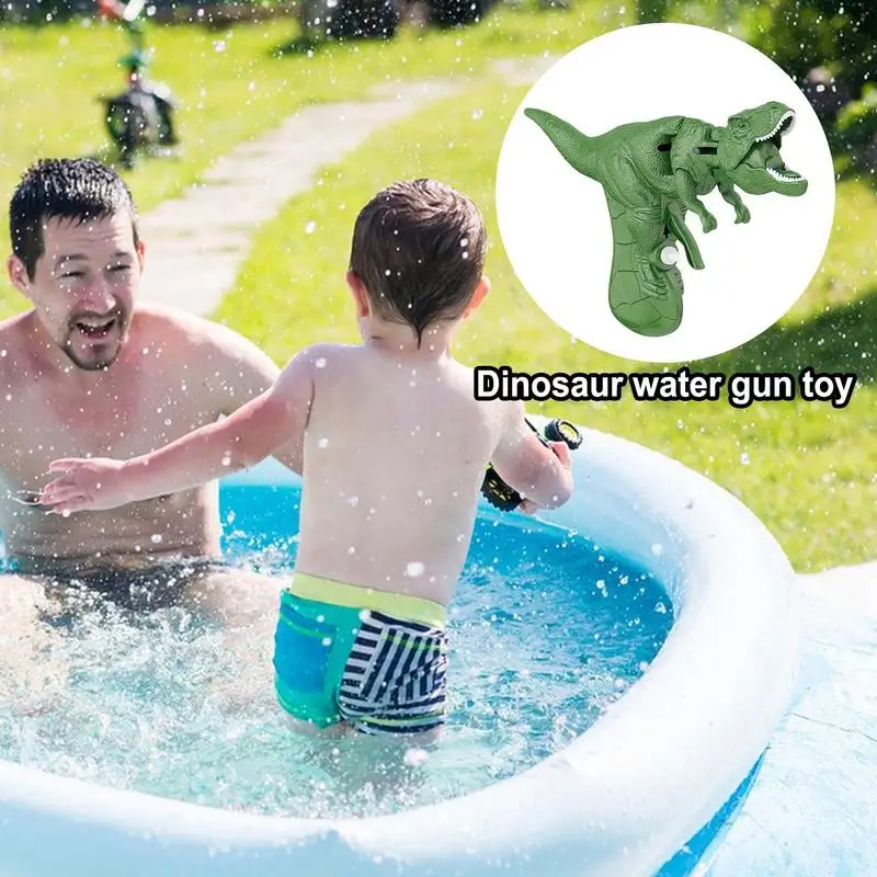 Cute Dinosaur Water Guns Rotating Head Dinosaur Spray Shooting Pressing Grip Dino Park Water Pistols Summer Pool Toys For Kids