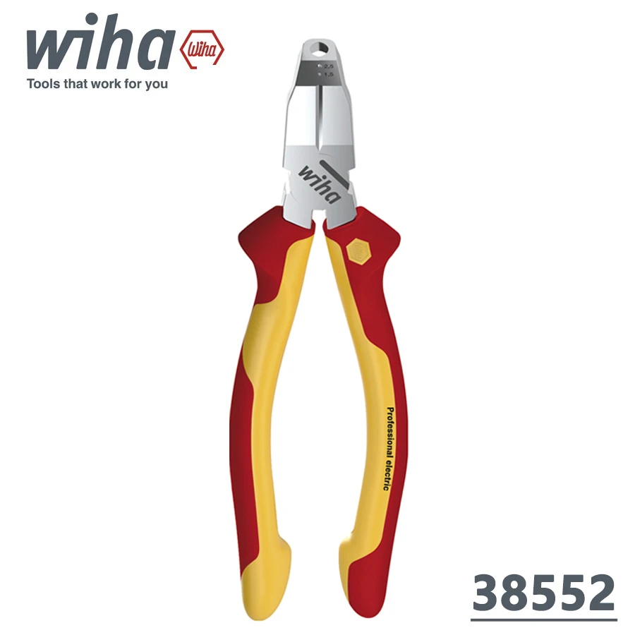 Wiha 38552 Multifunctional Insulated Pliers TriCut Classic Installation Pliers Professional Electric Stripping Plier 170mm 1000V