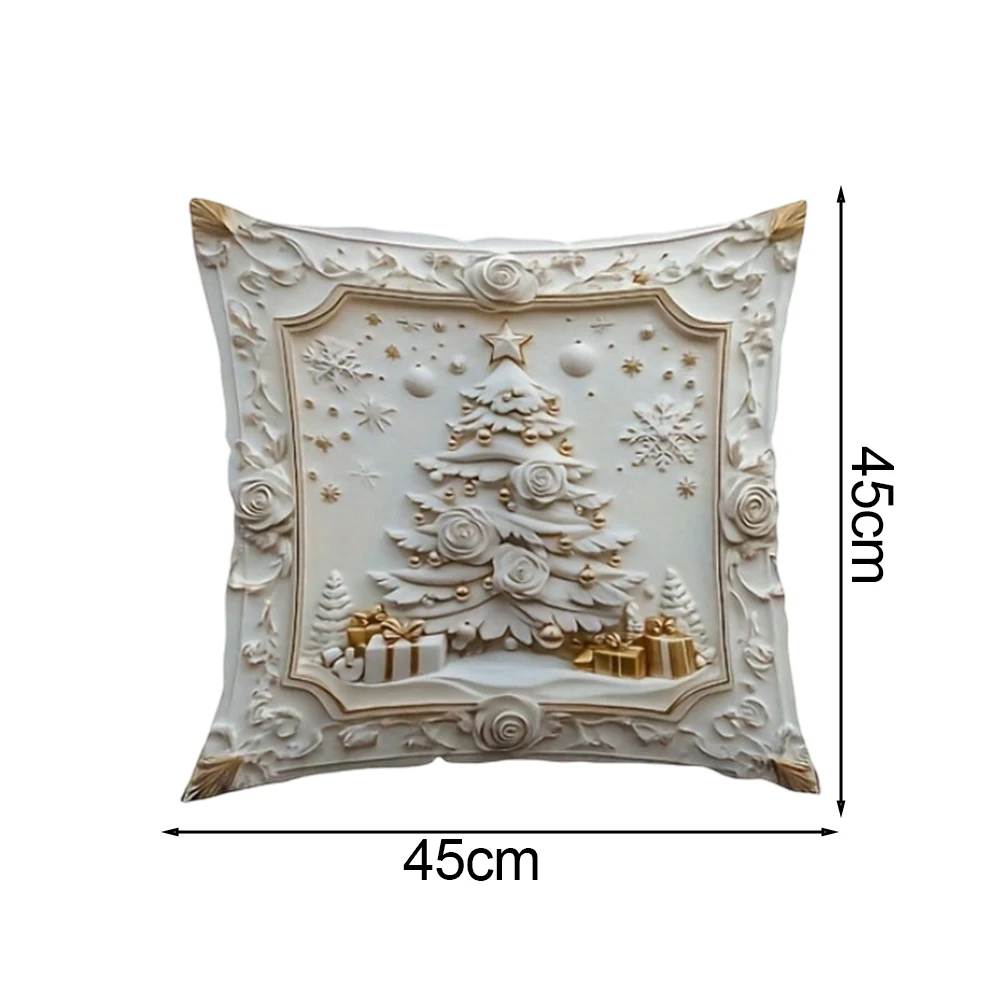 4PCS 18x18Inch Christmas Pillow Winter Throw Pillow Covers Set Without Pillow Core For Home Room Living Room Sofa-Cushion Cover