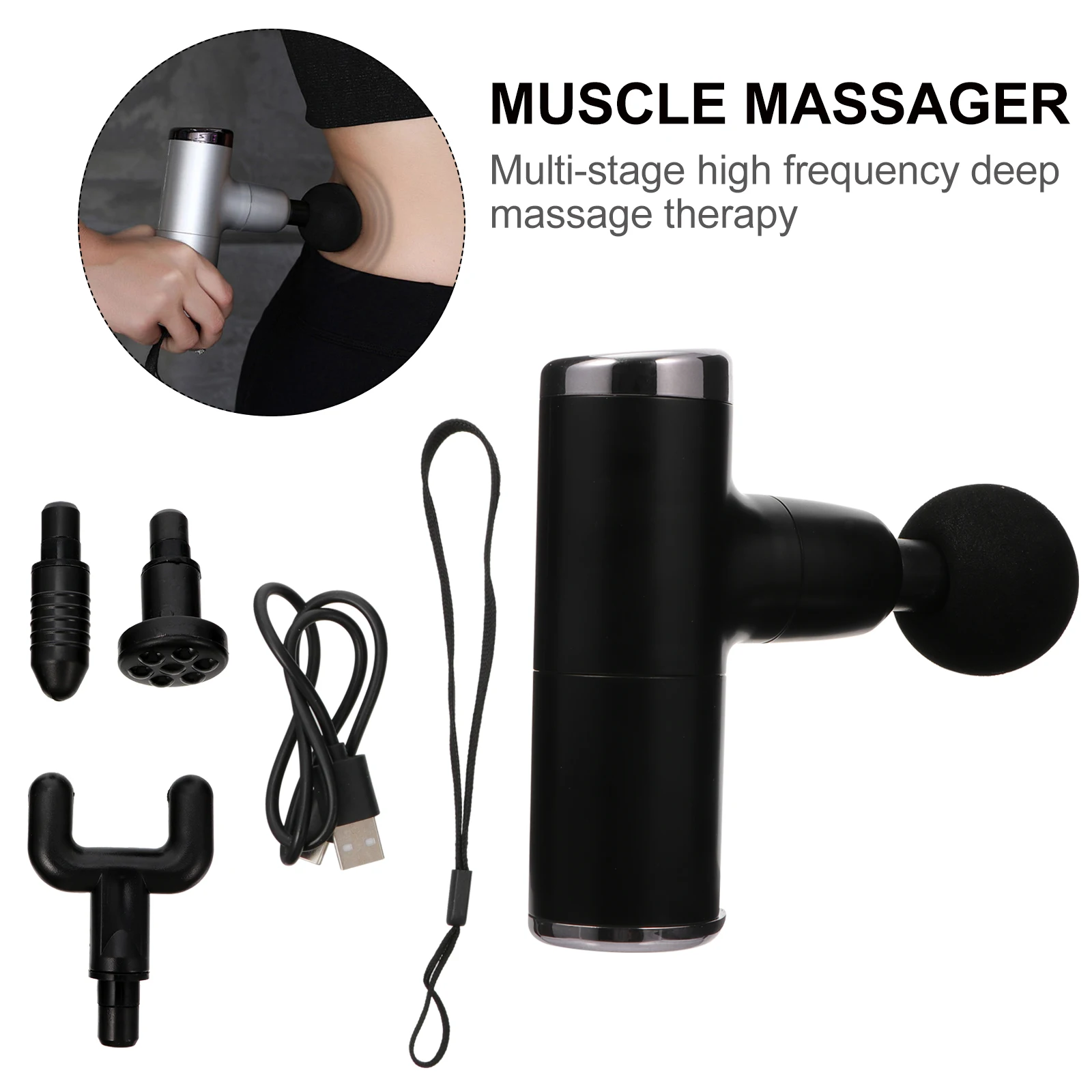 

Fascia Gun Massager 2000mAh 4 Levels High Frequency Deep Tissue Muscle Relax Tool Percussion Device for Massage Therapy