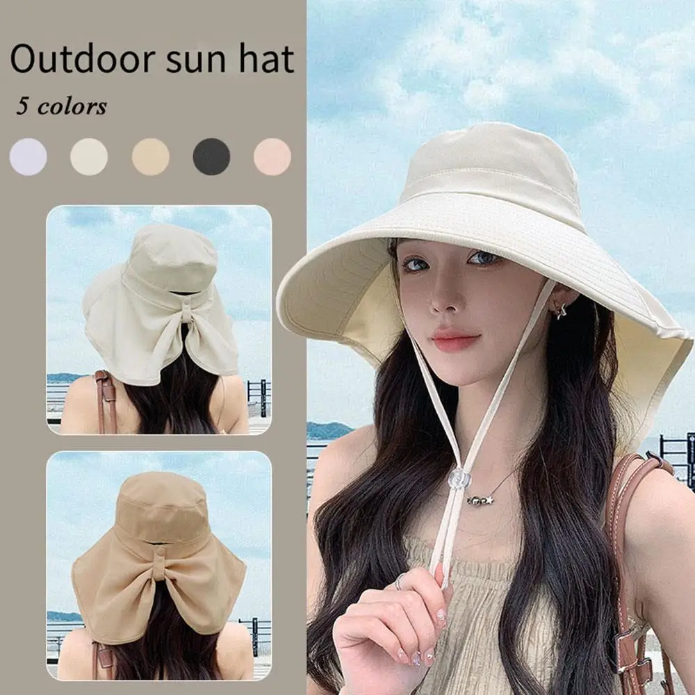 

Wide Brim Sun Cap ponytail Bucket Hat Useful Shawl Breathable Supplies Sunscreen Caps Adjustable Items Infant Visor Hats