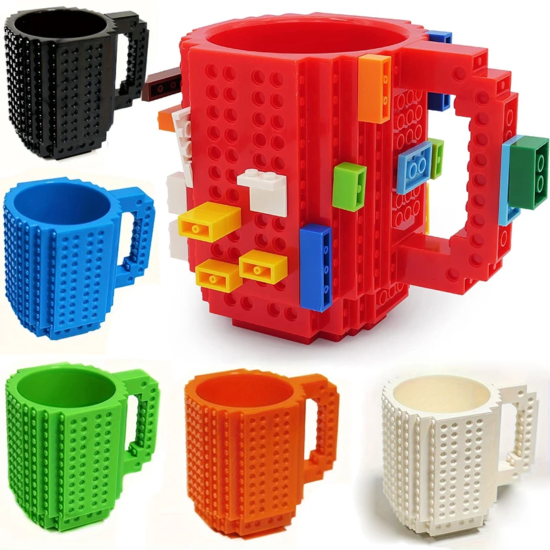 

Встроенная кирпичная кружка Забавная кофейная кружка без бисфенола А с 1 упаковкой строительных блоков, совместимые с крупными брендами, забавные чашки для детей