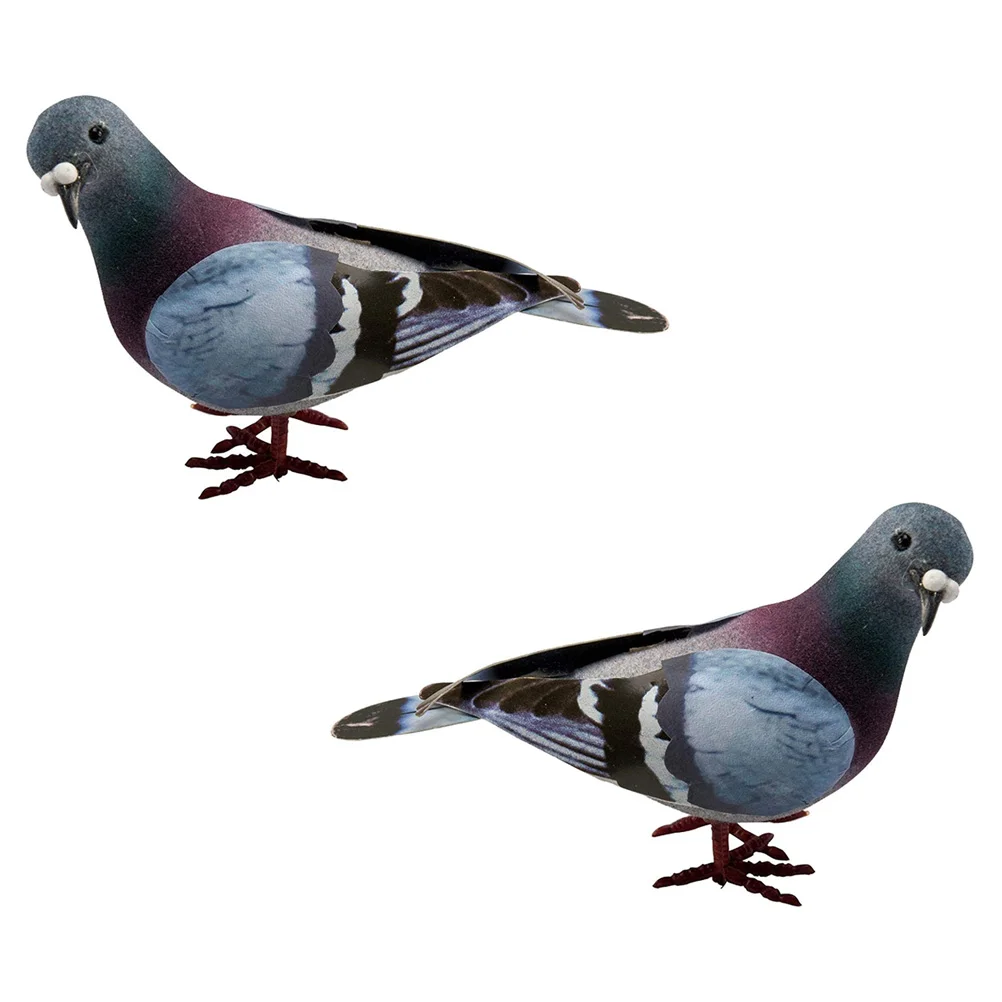 

2 Pcs Parrot Baby Houseplants Live Indoor Plastic Pigeons Miniature Dove Statue