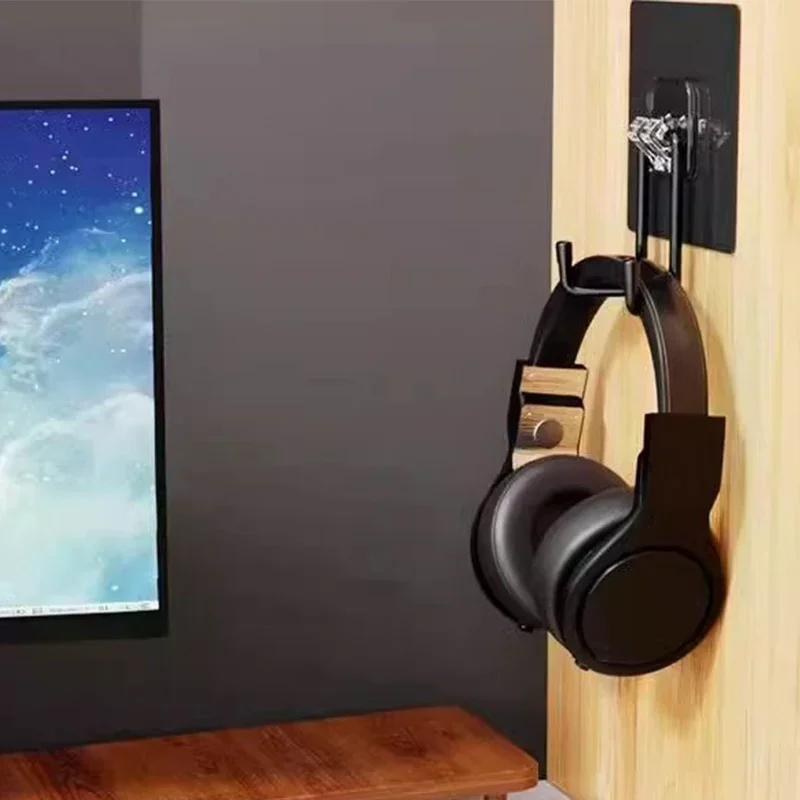 Universal Headphone Stand Adhensive Plastic Wall Mount Hanger Under Desk Headset Rack Holder Support For Gaming Earphone Bracket - zdjęcie 1