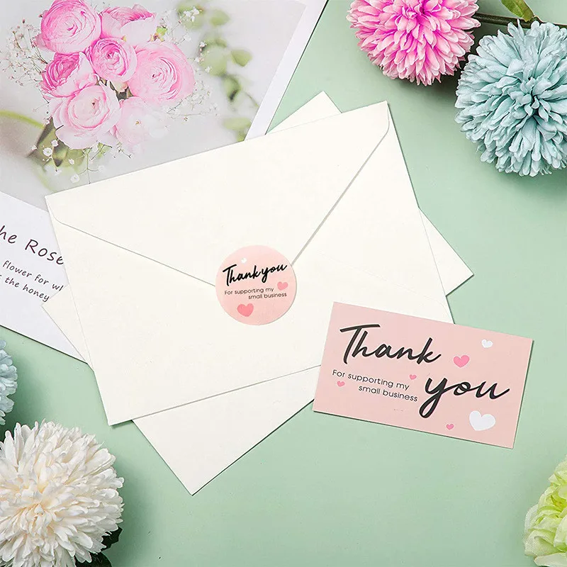 Thank You for Supporting My Small Business Sticker and Cards Holiday Gift Wrapping Decor Sealing Sticker Baked Flowers Sticker