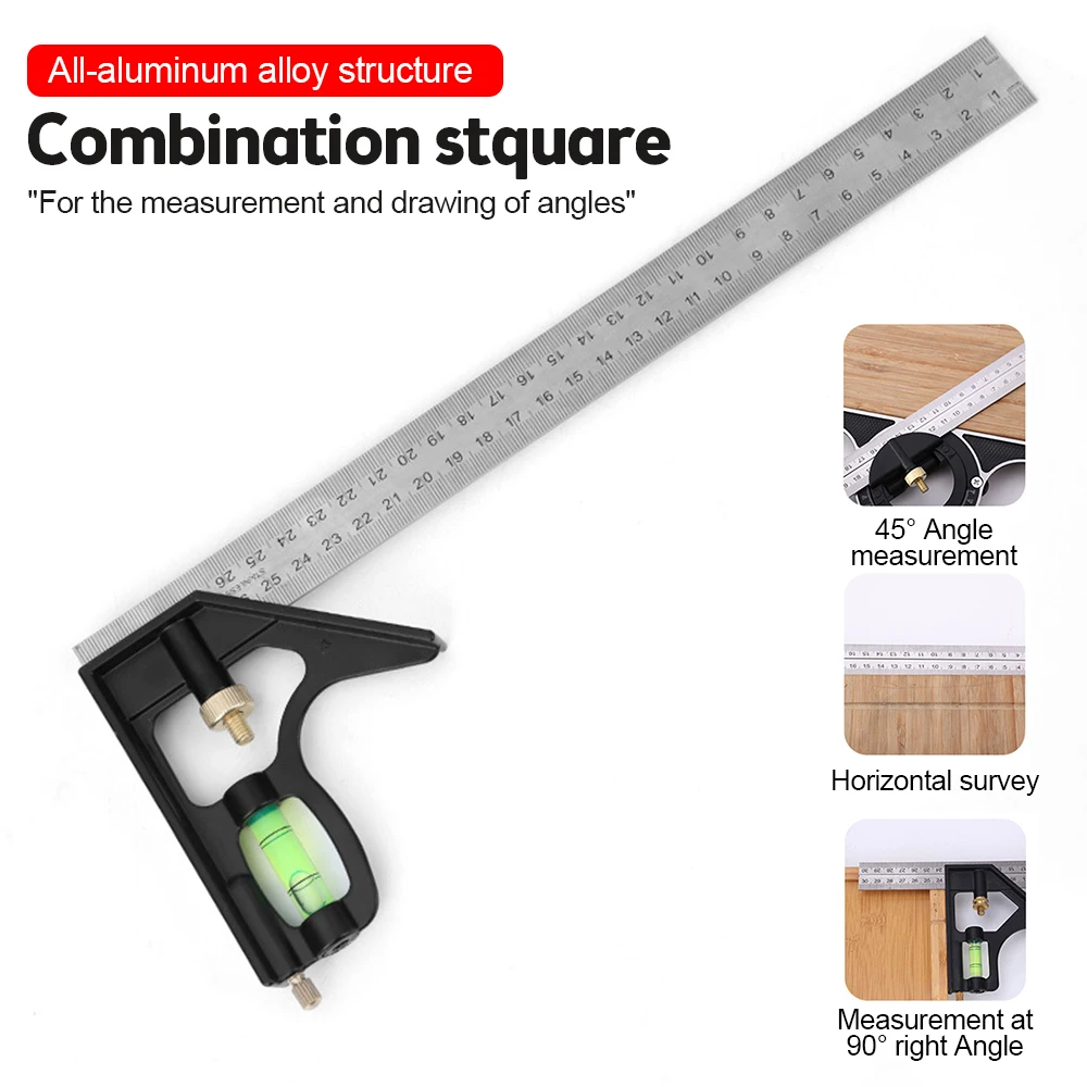 Multifunction Square Angle Ruler High-precision Woodworking Scribing Mark Line Measuring Tools Kit Stainless Steel Durable Level